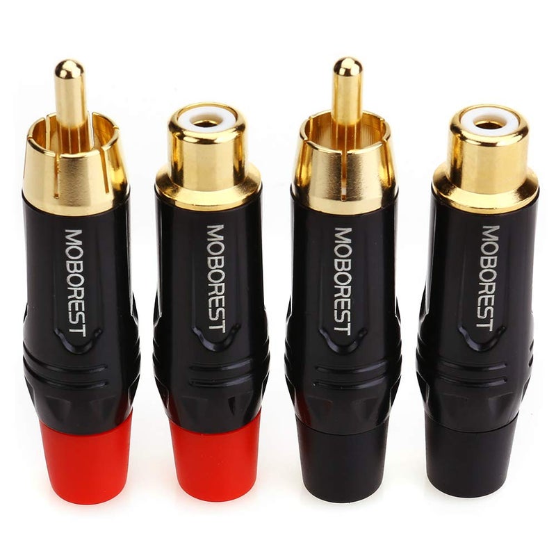 MOBOREST RCA Male, Female Plug Adapter Audio Phono Gold Plated Solder 24K Gold Speaker Plugs RCA Jack Cable Connector Adapter(RCA Female*2P+Male*2P) - Image 2